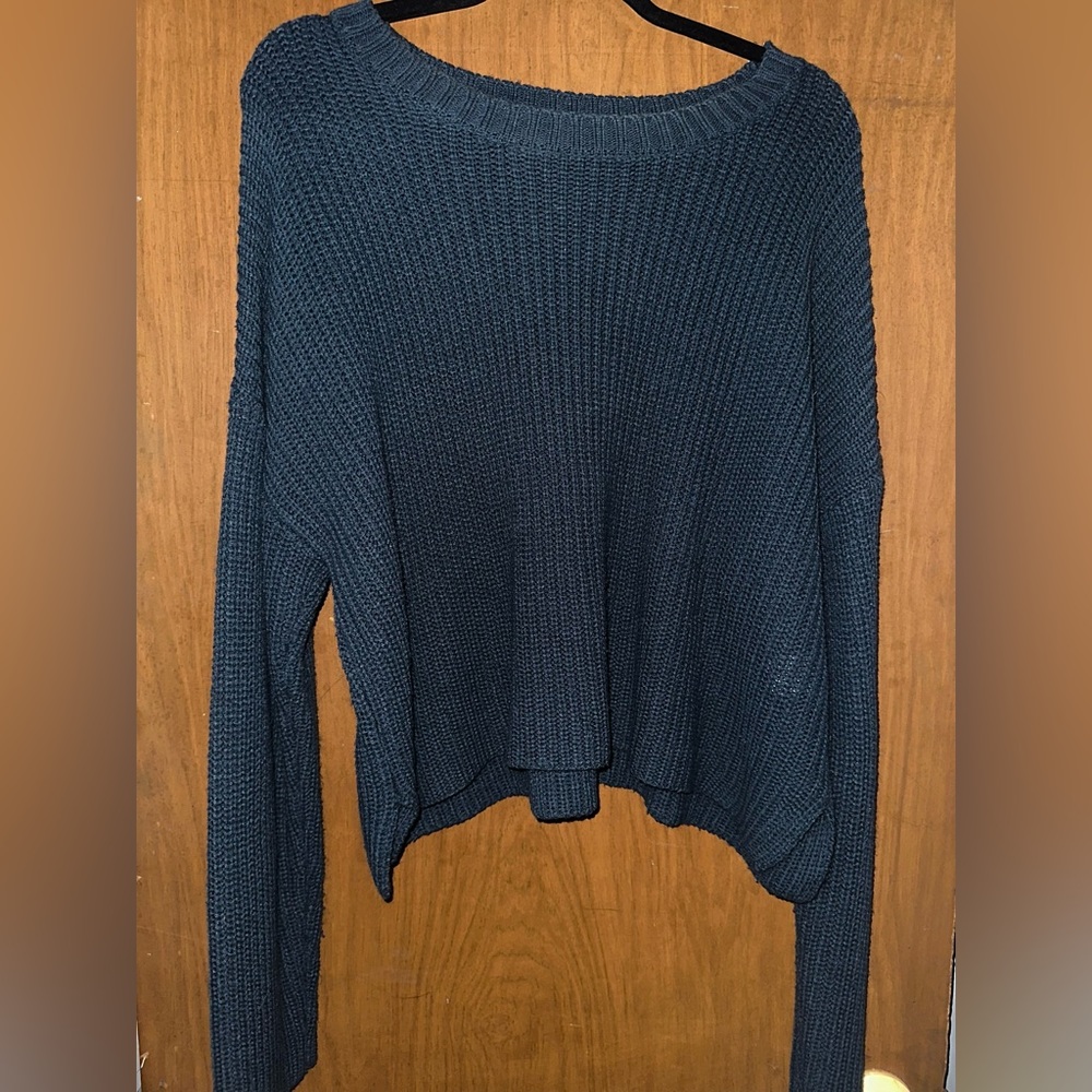 Navy Blue Cropped Sweater